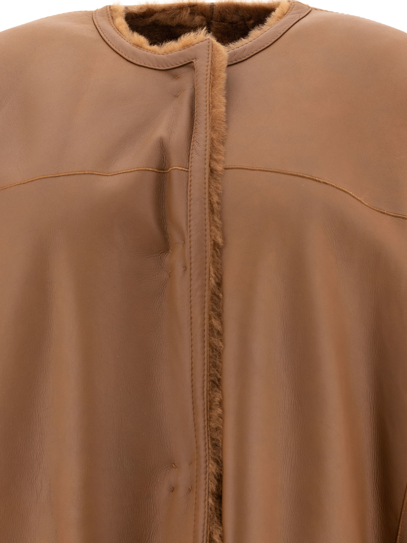 MAX MARA ATELIER Brown Lacon shearling reversible coat